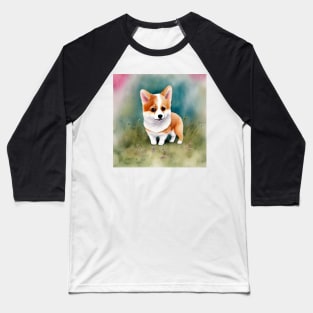 Cute Corgi Puppy Art 1 Baseball T-Shirt